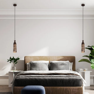 MARMOL Brown Marble Pendants styled beside bed in modern bedroom