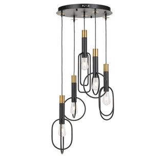 Telbix Marvin 5 Light Pendant Small Black / Gold - MARVIN PE5 -BKGD. Australia wide delivery. davolucelighting.com.au