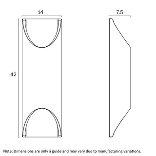 Mazal wall light dimension drawing showing 420 mm height, 140 mm width and 75 mm projection.