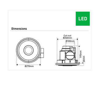 Mercator Emeline round exhaust fan dimensions diagram