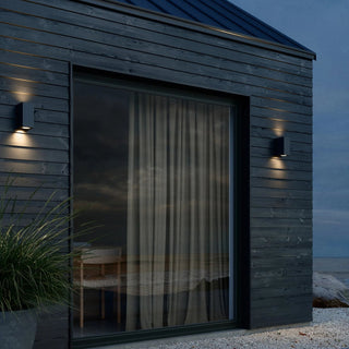 Pair of Canto Maxi Kubi 2 Black lights installed on modern timber exterior