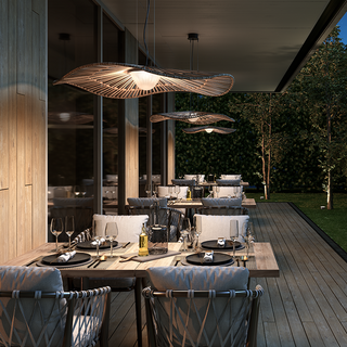 Bover Mediterrània Outdoor Pendant Installed Over Alfresco Dining