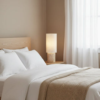 Telbix Minra table lamp in a bedroom setting