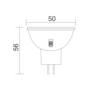 CLA 24V MR16 LED globe dimensions 50mm diameter and 56mm height