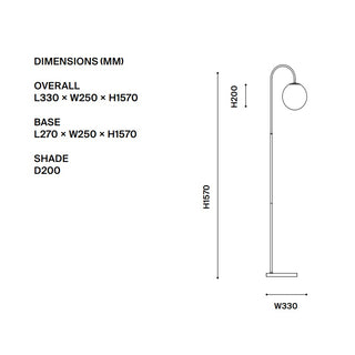 Mayfield Mintu floor lamp measurements