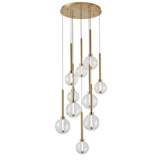 Meteor 10 Light Pendant – Satin Gold / Clear Glass (Round Base)