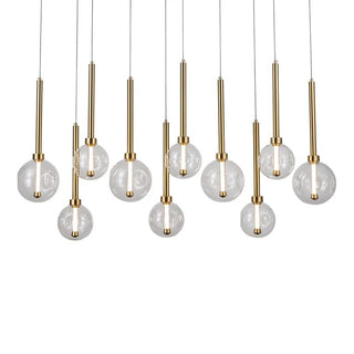 Meteor 10 Light Pendant – Satin Gold / Clear Glass (Bar Base)