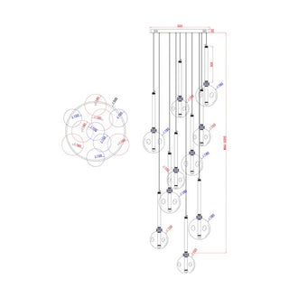 Meteor 10 Light Pendant – Satin Gold / Clear Glass (Round Base)