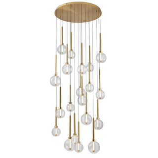 Meteor 20 Light Pendant – Satin Gold / Clear Glass