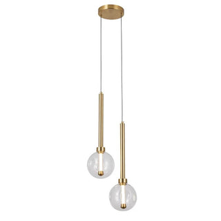 Meteor 2 Light Pendant – Satin Gold / Clear Glass