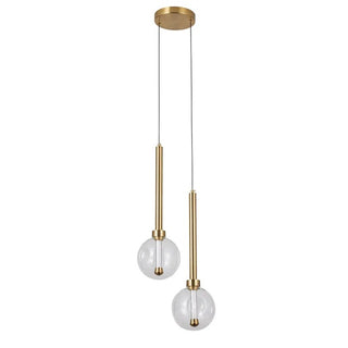Meteor 2 Light Pendant – Satin Gold / Clear Glass