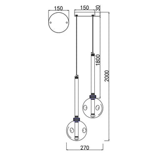 Meteor 2 Light Pendant – Satin Gold / Clear Glass
