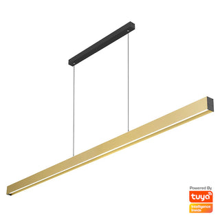 Telbix NAVARO 240cm 60w Smart LED Pendant. Smart LED Linear Pendant lights. smart lights for google home, smart linear led light fixture. Using the smart phone app you can control the warmth and brightness of the light, and full remote operation of scene 