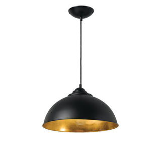 Newport Dome Pendant Light – Black with Gold, Silver or Copper Leaf Interior