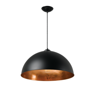 Newport Dome Pendant Light – Black with Gold, Silver or Copper Leaf Interior