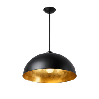 Newport Dome Pendant Light – Black with Gold, Silver or Copper Leaf Interior