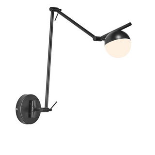 Contina wall light black opal glass adjustable arm
