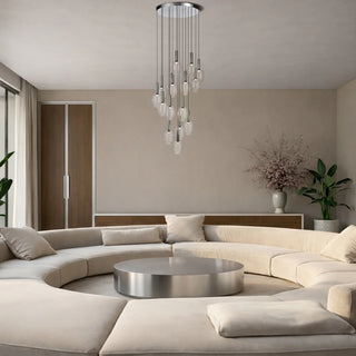 Telbix Obris cascading pendant light stairwell installation