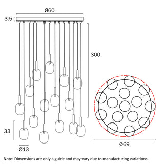Telbix Obris pendant technical dimensions drawing