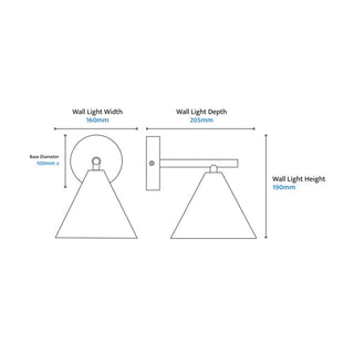 Calibo Orville cone wall light measurements