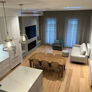 Telbix Olmont Pendant light installed above the kitchen bench 