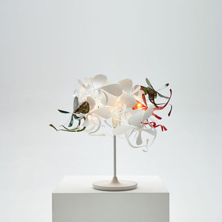 Designer table lamp with flower-shaped shade
