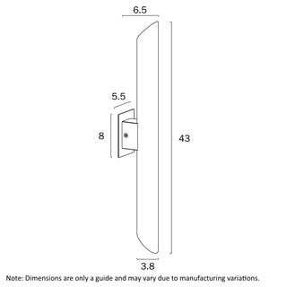 Technical diagram of Penros 2 Light Exterior Wall Light showing dimensions and mounting details.
