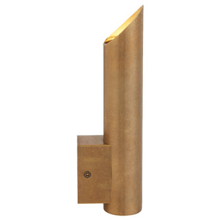 Bronze outdoor wall light fixture on a white background