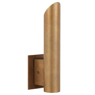 Penros 1 Light Exterior Wall Light in Natural Brass – modern outdoor LED wall light.