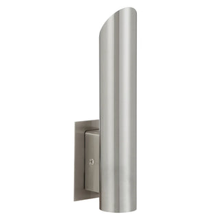 Penros 1 Light Exterior Wall Light in Stainless Steel – slim cylindrical downlight design.