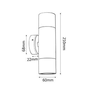 Dimension drawing for CLA Lighting PGUDBR3 exterior wall light