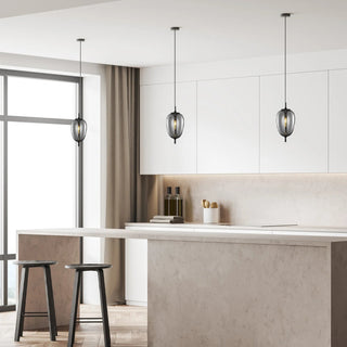 CLA PINO6 Smokey Black Mirror Finish Glass Oval Pendant Lights