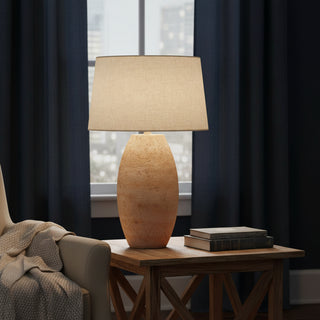 Telbix Pontus Cast Stone Table Lamp in a living room