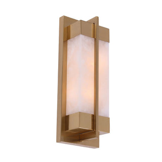 CLA Puente rectangular marble wall light with brass highlights front view