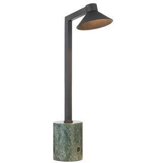 Telbix Satrom LED table lamp in black with green marble base