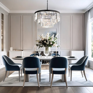 3-Ring Crystal Chandelier with Black Frame – 9 Light