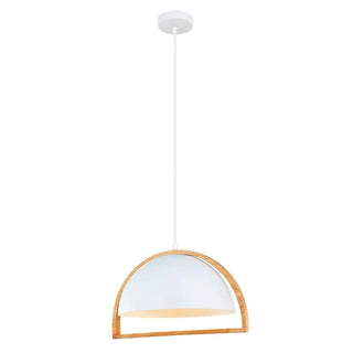 Swing Dome Timber Frame Pendant Light White or Black E27 Adjustable Pendant