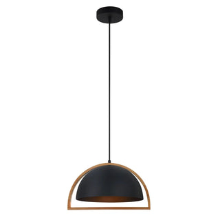 Swing Dome Timber Frame Pendant Light White or Black E27 Adjustable Pendant