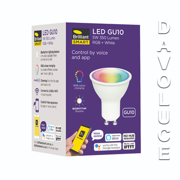 Brilliant SMART WiFi RGBW GU10 BIORHYTHM GLOBES - Davoluce Lighting