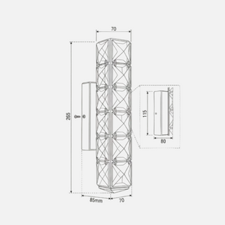 Solinas crystal wall light dimensions and specifications diagram