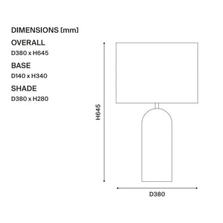 Mayfield Soren Travertine Table Lamp measurements