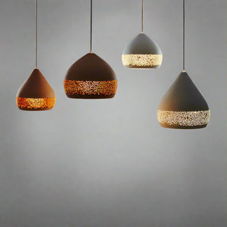 SpongeOh Spanish handmade pendant lights, clay pendant lights By Pott from Davoluce Lighting. Terracotta pendant lights on display at Davoluce Lighting Showroom in Melbourne. Designed and made in Spain by Miguel Ángel García Belmonte.