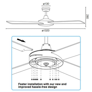 Brilliant TEMPEST 52" AC Ceiling Fan Measurements