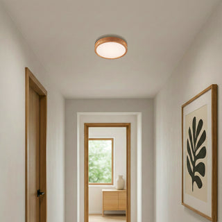 Telbix Thalia LED Oyster Light Teak lifestyle ceiling