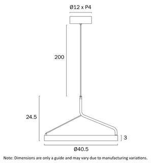 Telbix TRUVON Ø40 LED ring pendant technical dimensions
