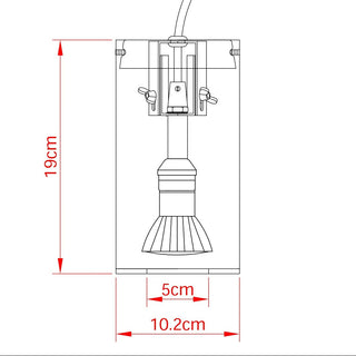 Technical drawing of a cleaning tool with dimensions labeled