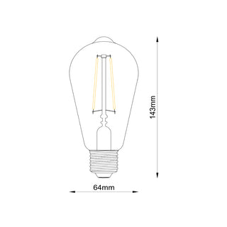 8W Clear ST64 LED Globe – Dimmable (E27)
