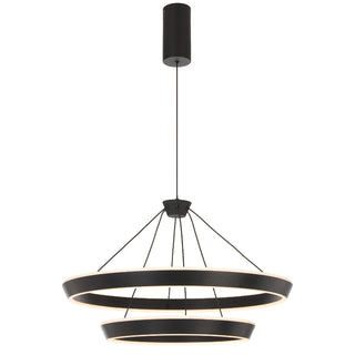 Telbix VANTEL layered circular LED pendant illuminated detail