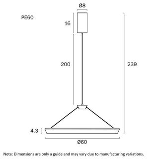 Telbix VANTEL 60 pendant suspension and canopy detail