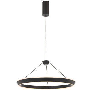 Telbix VANTEL Ø600 black LED pendant front view on white background
